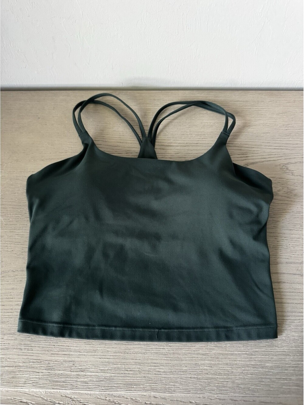 Women’s Fabletics Principal Tank Strappy Built-In Bra Hunter Green Size Medium